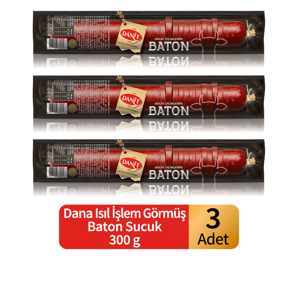 Dana Baton Sucuk I Isıl İşlem Görmüş I 300 g 3'lü